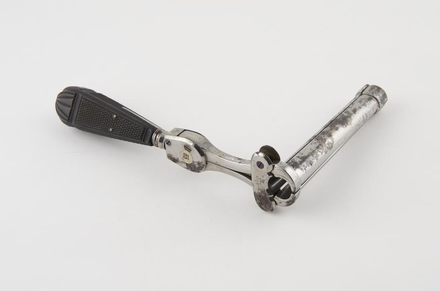 Rectal speculum, Weiss, metal, nickel plated, ebony handle