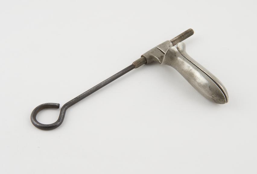 Rectal speculum, metal, nickel plated, European, 1750 to 1850