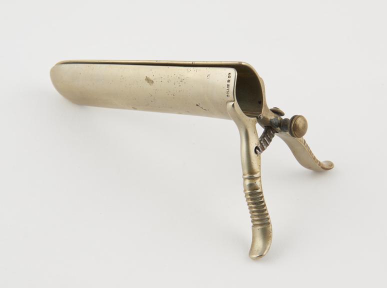 Rectal speculum, metal, nickel plated, by Collin of Paris