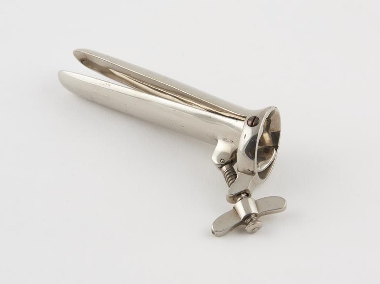 Speculum, rectal, Cusco, metal, nickel-plated, possibly French