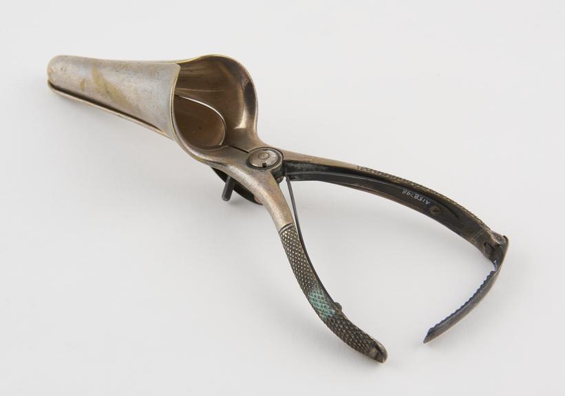 Speculum, rectal, Lane, metal, nickel-plated, probably English