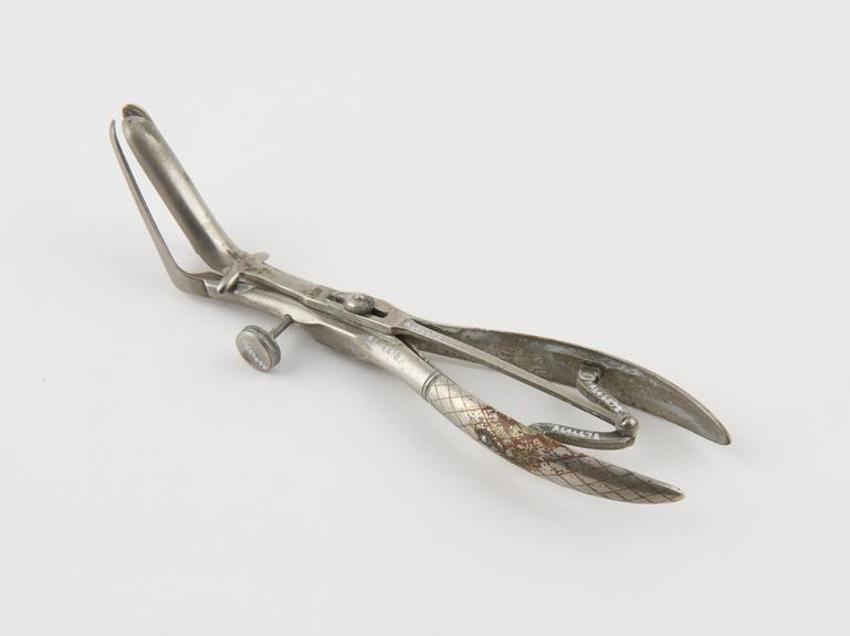 Rectal speculum, Mathieu, metal, nickel plated, possibly French