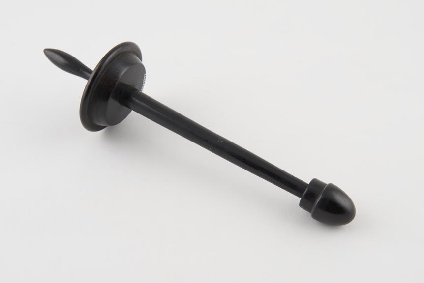 Plug from rectal speculum, turned ebony, English, 1820-1890