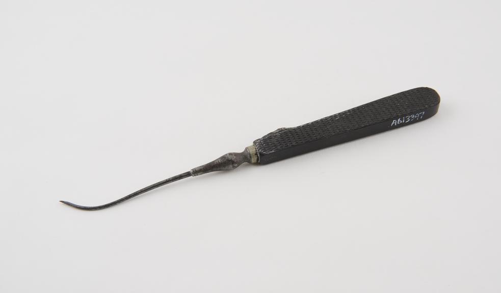 Suture needle, steel and ebony, 19th century