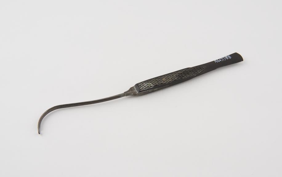 Suture needle, steel and ebony, by Charriere of Paris, 1820-1860