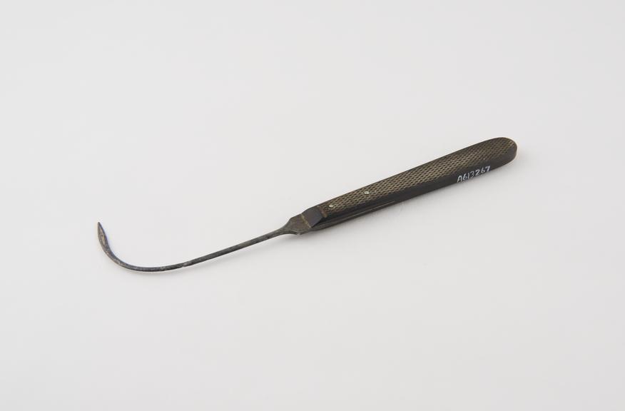 Suture needle, steel and ebony, by Down of London, 1880-1900