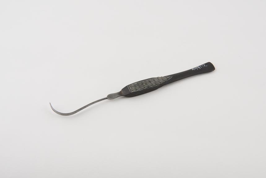 Suture needle, steel and ebony, by Charriere of Paris, 1820-1860