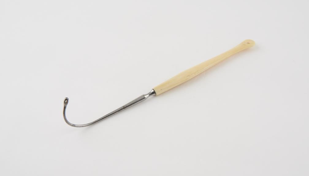 Suture needle(?), steel and ivory, 19th century