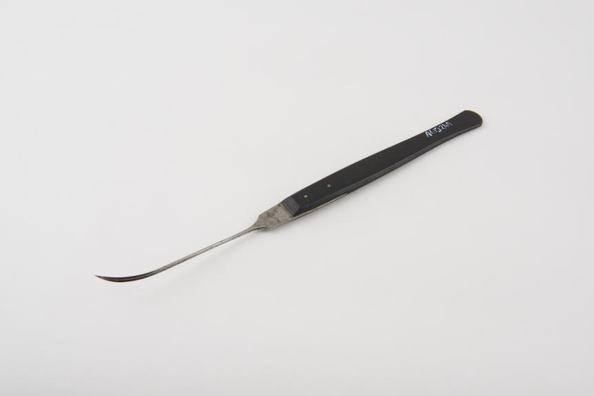 Suture needle, steel and ebony, by John Wood of London