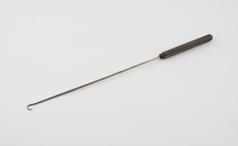 Probably uterine hook, sharp, steel and ebony, 19th century