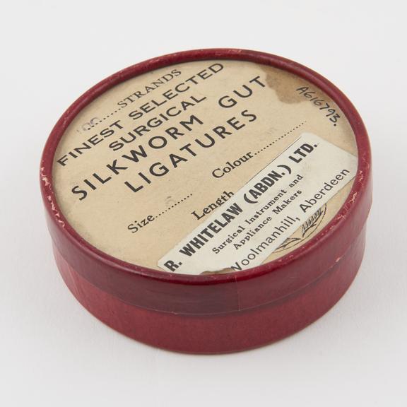 Carton of silkworm gut ligature, by R. Whitelaw (Abdn.) Ltd