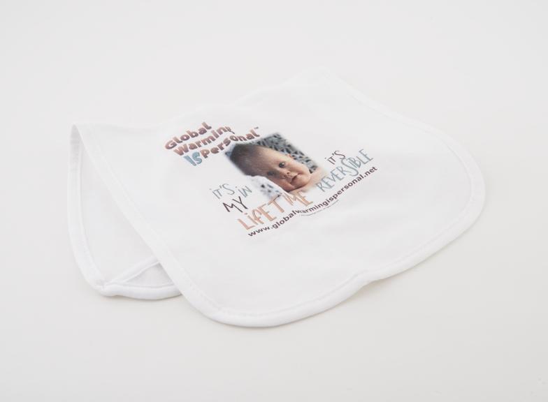 Baby bib: ?Global warming is personal. It?s in my lifetime