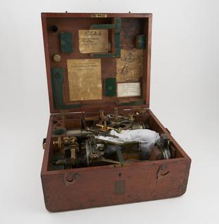 Mining transit theodolite in purpose built box with accessories