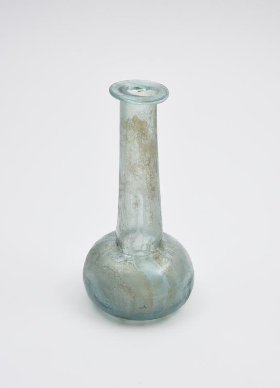 Glass unguent bottle, blue, Roman, 151-300AD