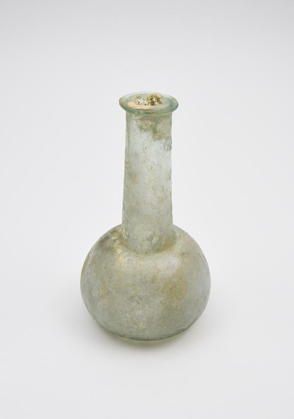 Glass unguent bottle, Roman, 151 to 300 AD