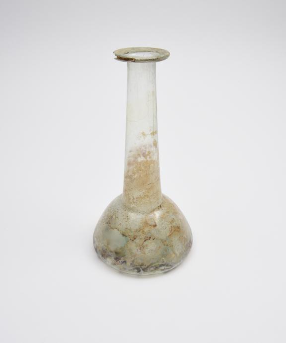 Glass unguent bottle, Roman, 151-300AD