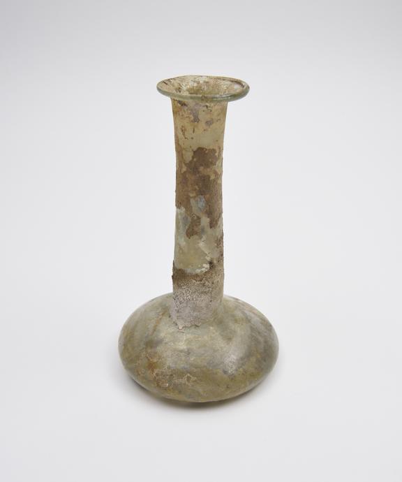 Glass candlestick flask (unguent bottle), Roman, 151-300AD