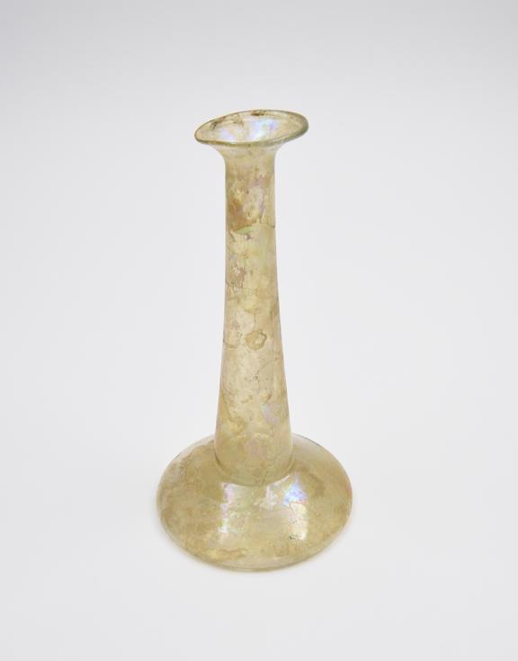 Glass candlestick flask, Roman, 151-300AD