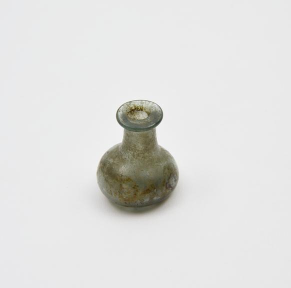 Glass flask, pale green, kick base