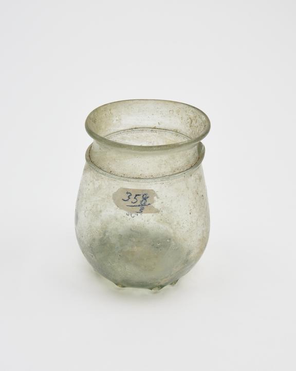 Glass jar, Roman, 151-300 AD, toed base