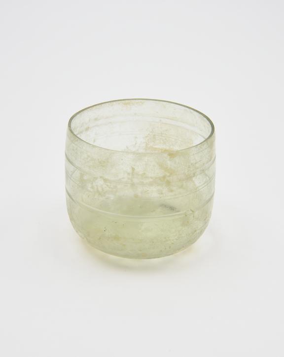 Glass with wheel cut decorationm, Roman, 151 to 300 AD