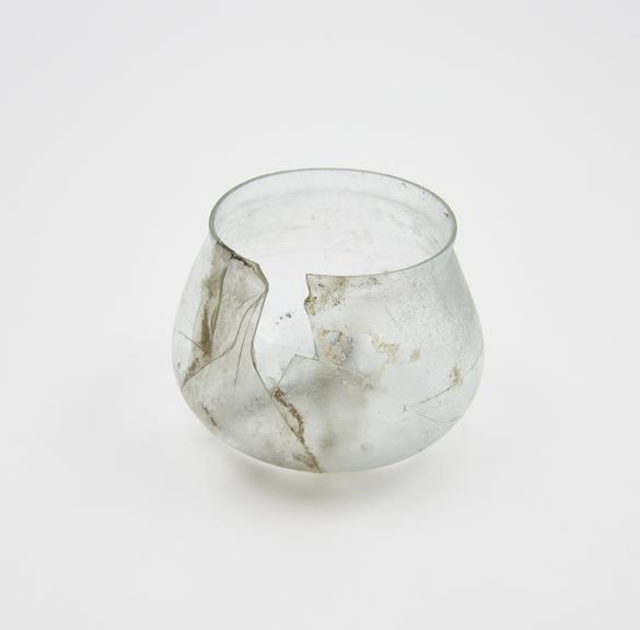 Glass drinking or cupping vessel, Roman, 1 to 150 AD