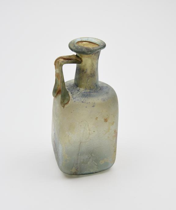 Glass bottle, square, with one handle, Roman, 151-300AD