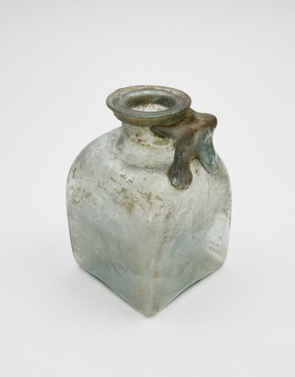 Glass bottle, square, with 1 handle, Roman, 151-300AD