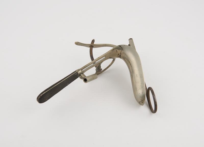 Speculum, vaginal, metal, ebony handle, possibly French