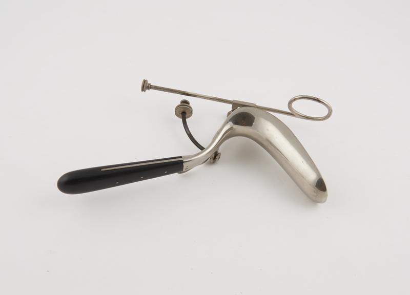 Speculum, vaginal, Thomas, metal, nickel-plated, ebony handle