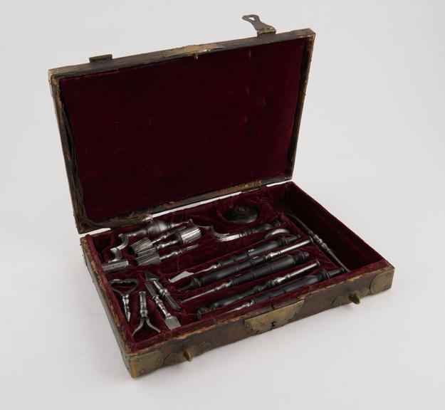 Trephination set, cased, probably late 18th century