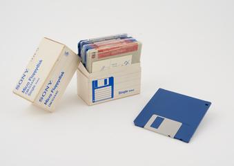 11 floppy disks, 1980-1990