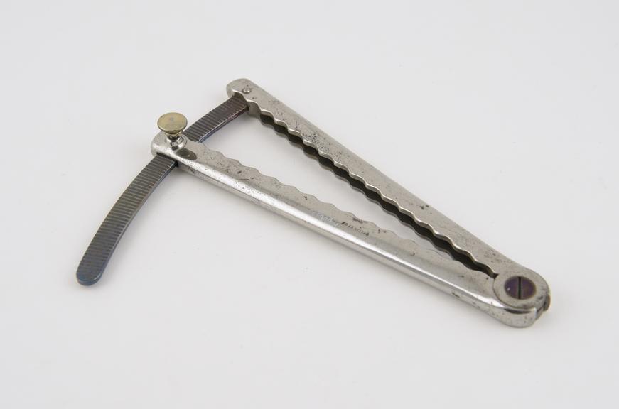 Clamp, used in surgery on the intestines, steel