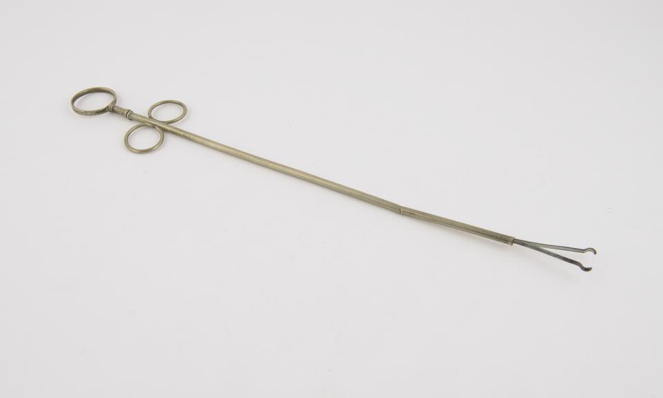 Foreign body forceps, steel and German silver, by Charriere