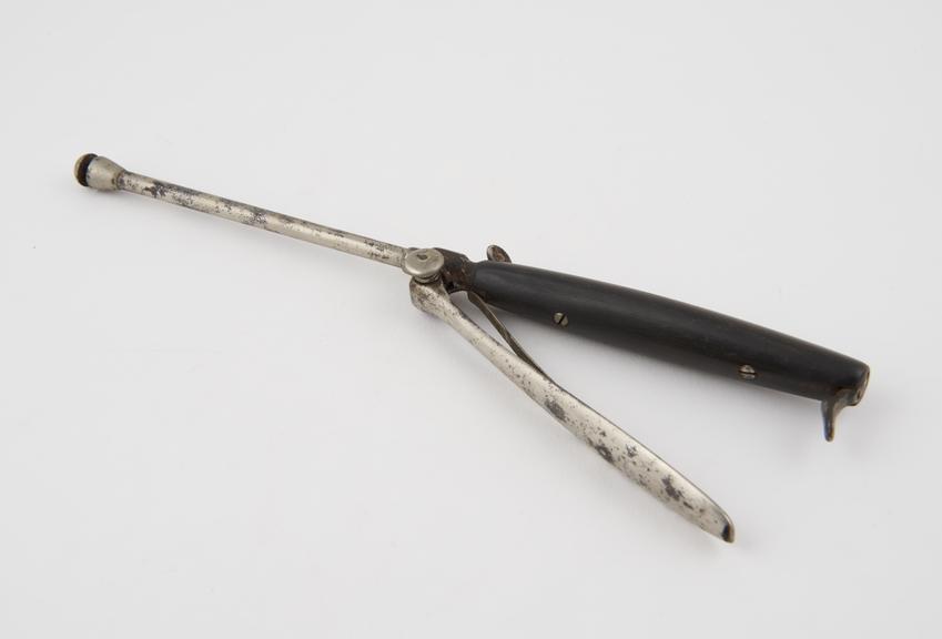 Needle holder, metal, nickel-plated, ebony handle