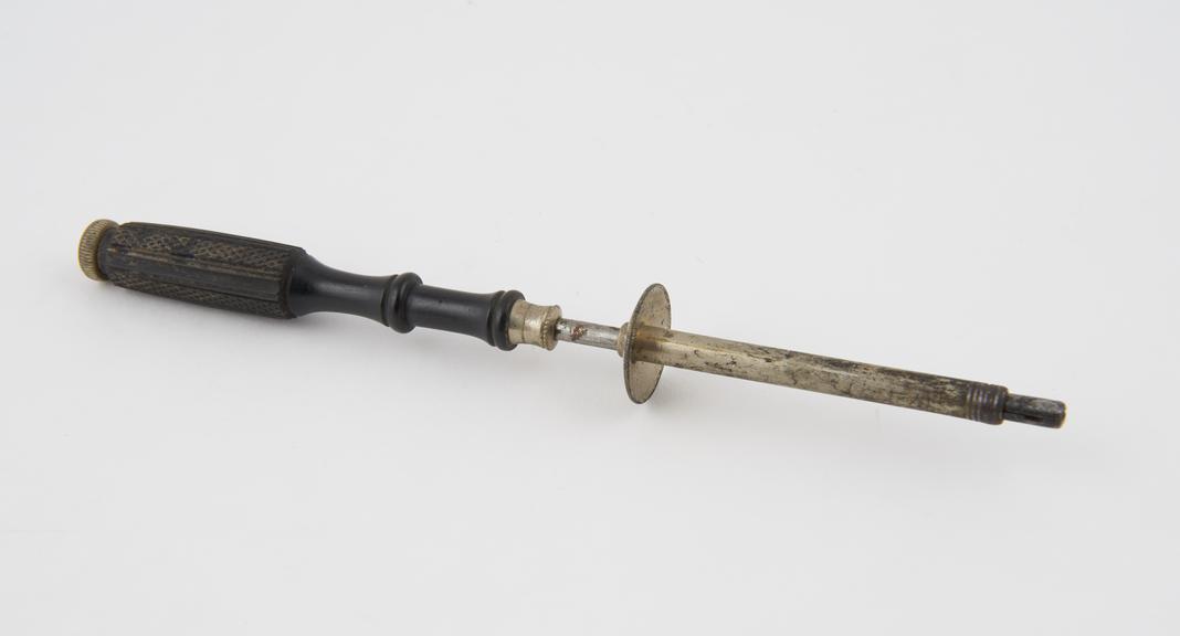 Needle holder, steel and ebony, probably French, 19th century