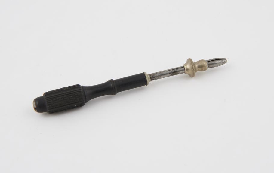 Needle holder, steel and ebony, by Charriere of Paris, 1820-1865