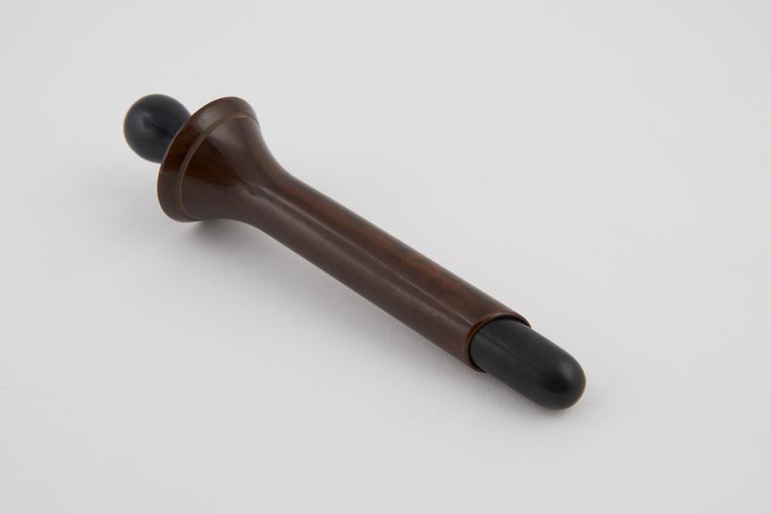 Rectal speculum, vulcanite, with removeable ebony plug