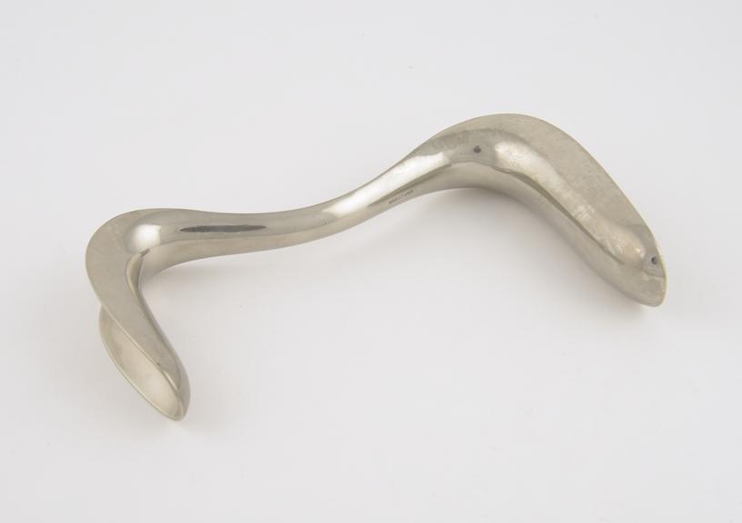 Sims vaginal speculum, double duck bill, metal, nickel plated