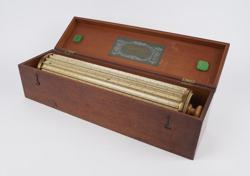 Thacher's cylindrical slide-rule in fitted mahogany box; base