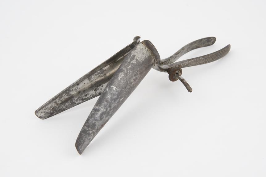 Speculum, vaginal, metal, nickel-p0lated, possibly French