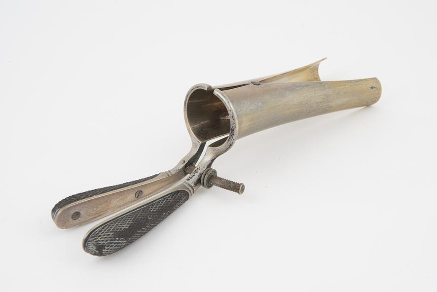 Speculum, vaginal, Ricord, metal, ebonite handle