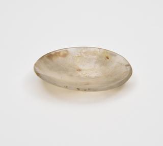 Shallow glass dish, colourless, ground rim