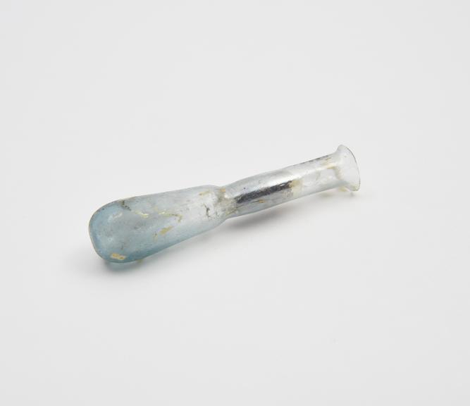 Glass unguent bottle, pale blue, early Roman, 1-150AD