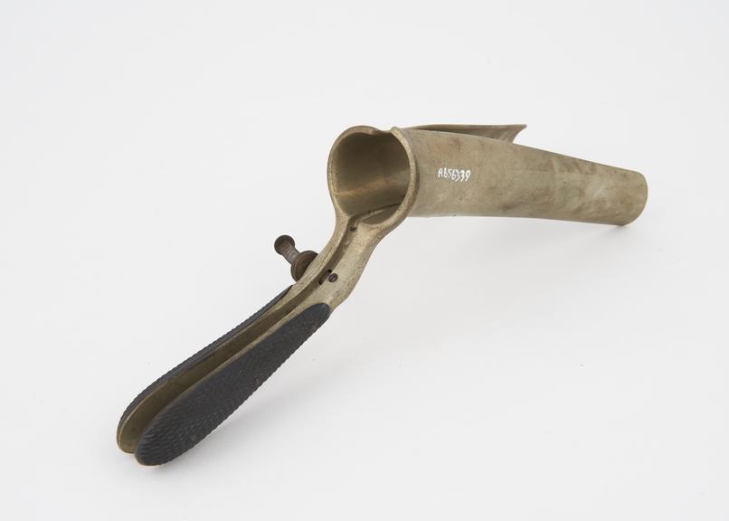 Vaginal speculum, Ricord, steel and ebony, probably French