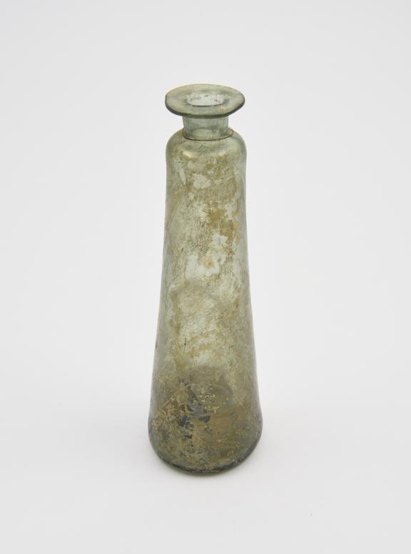 Glass bottle, green, kicked base