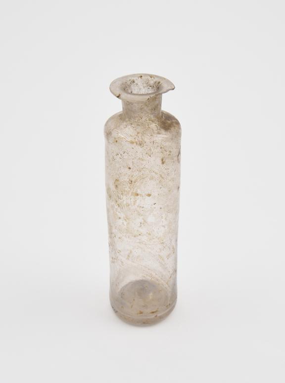 Clear glass bone, cylindrical, found in London, possibly Roman