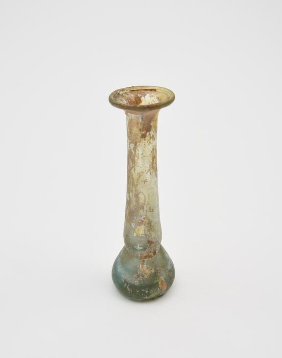 Glass unguent bottle, Roman, 151-300AD