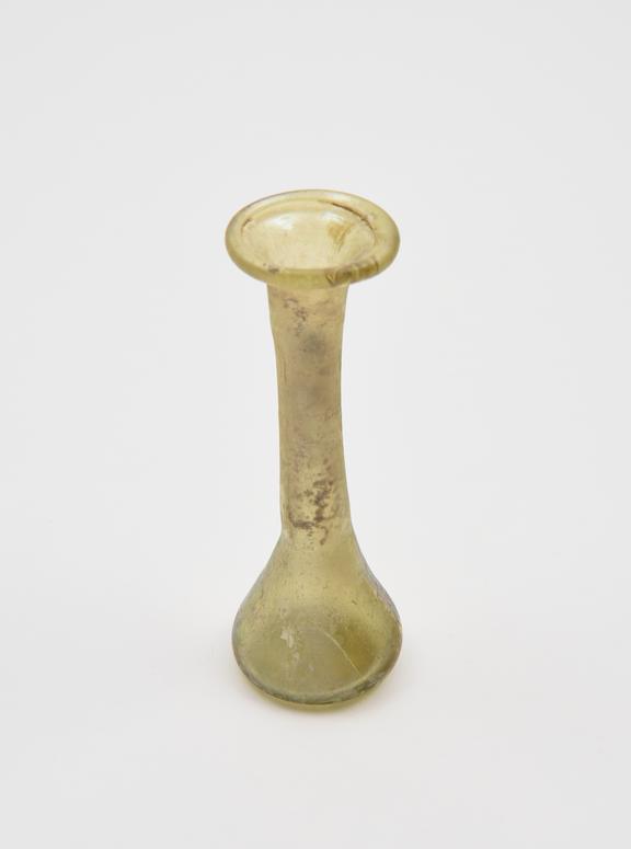 Glass unguent bottle, Roman, 151 to 300 AD