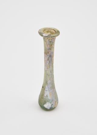 Glass unguent bottle, Roman, 151 to 300 AD
